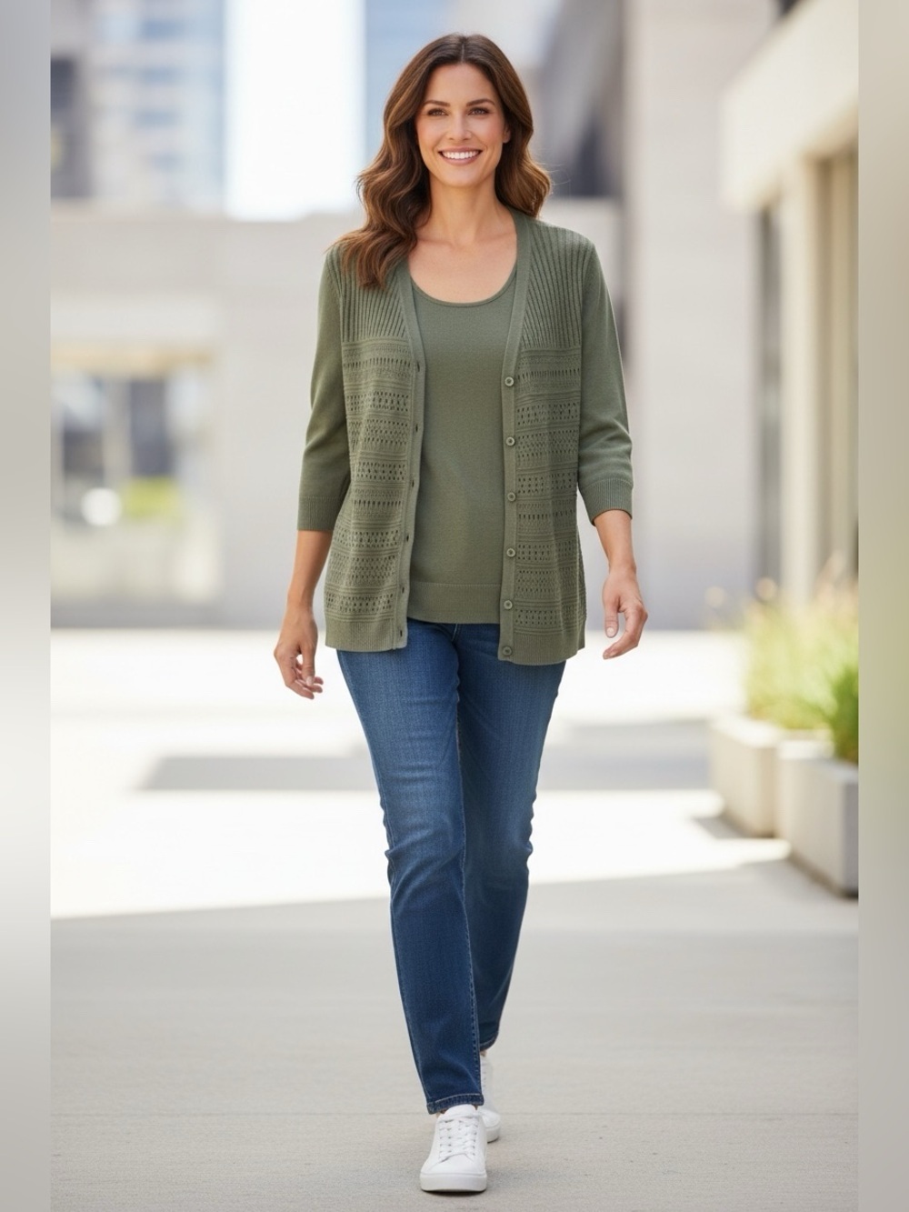 Christopher Banks Green Sweater and Tank Top Small